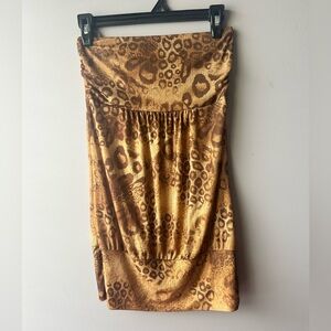 Y2K Leopard Print Mentha & Chocolate Strapless/ Tube Top